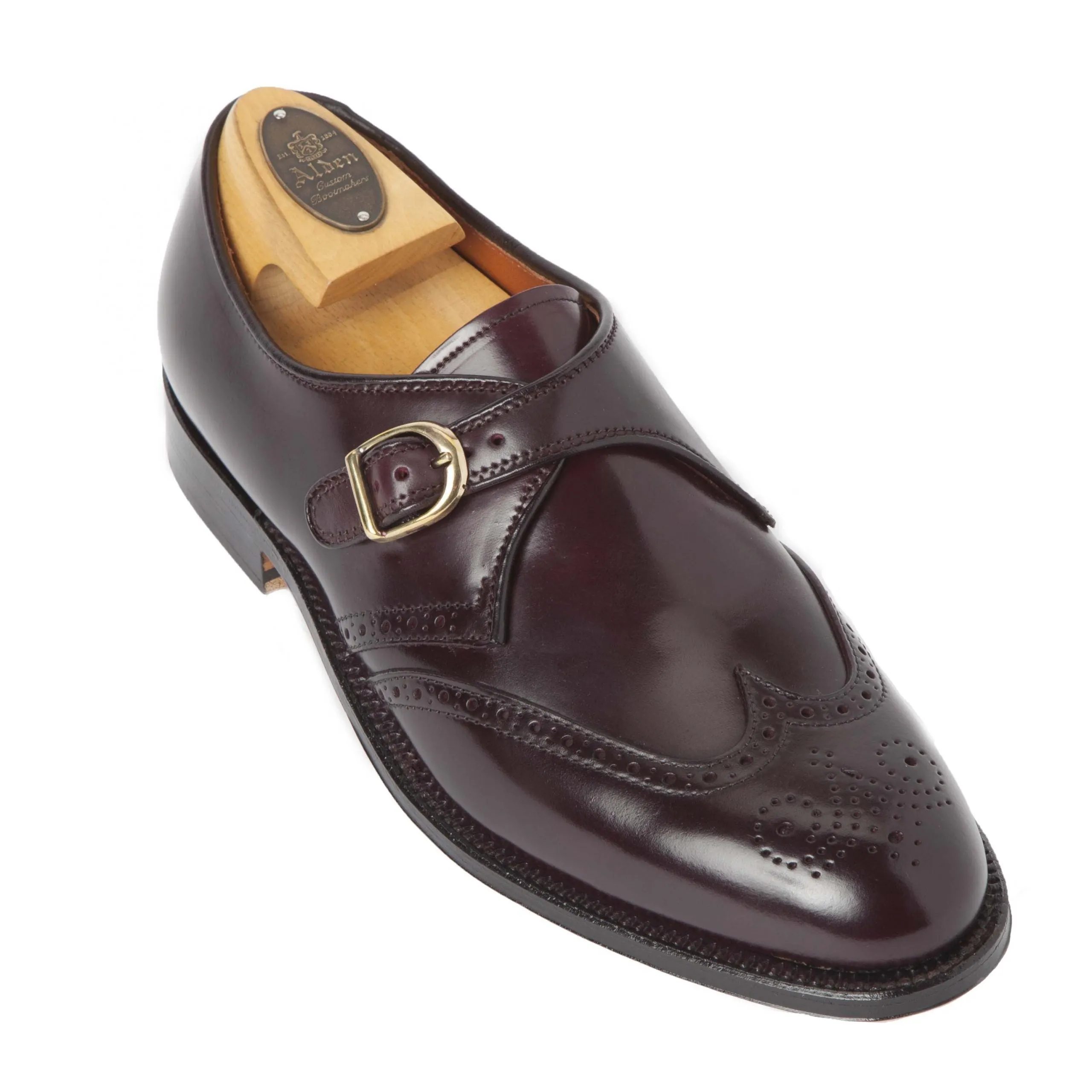1671 - Wing Tip Monk Strap in Color 8 Shell Cordovan