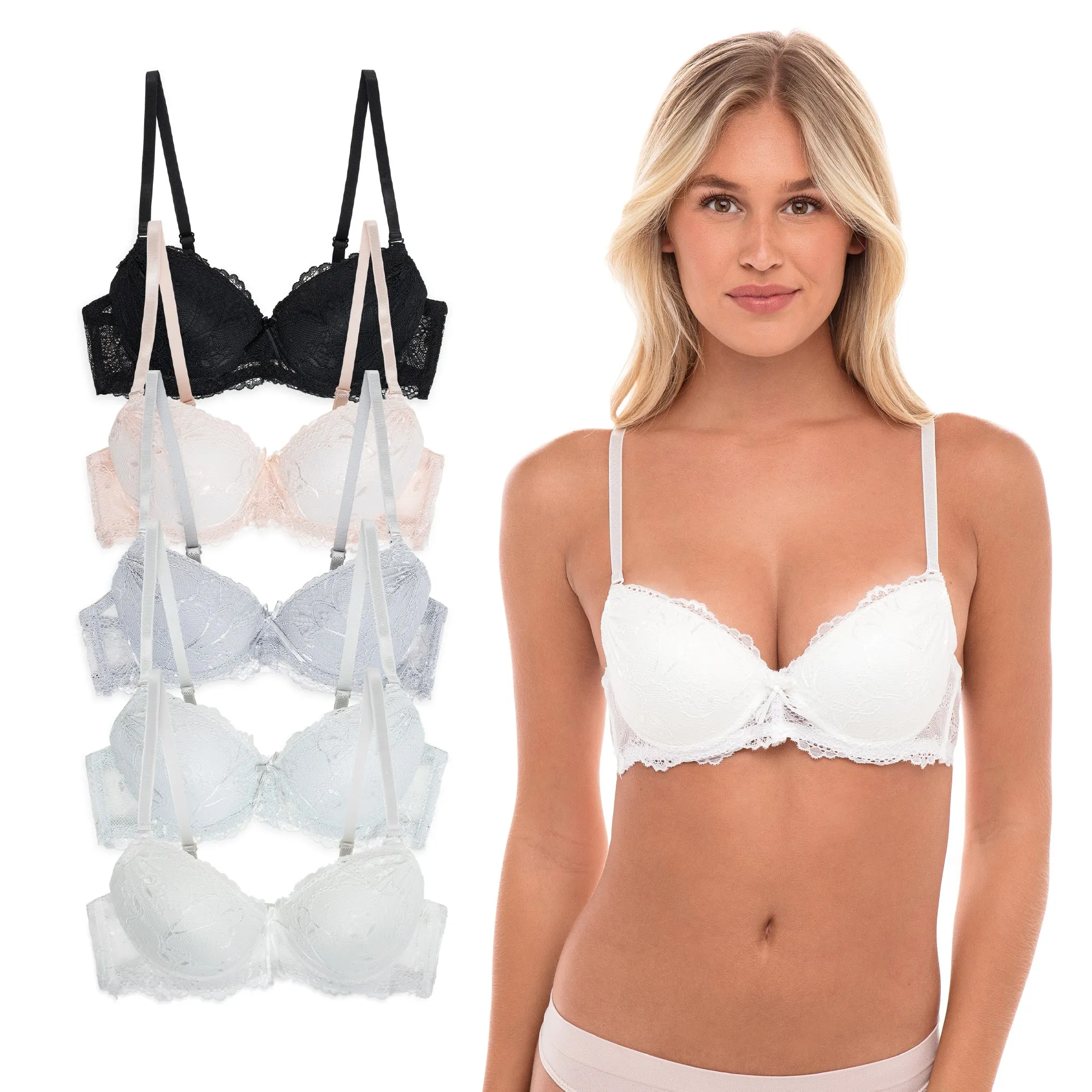 5 Pack Full Cup Lace Push Up Bras