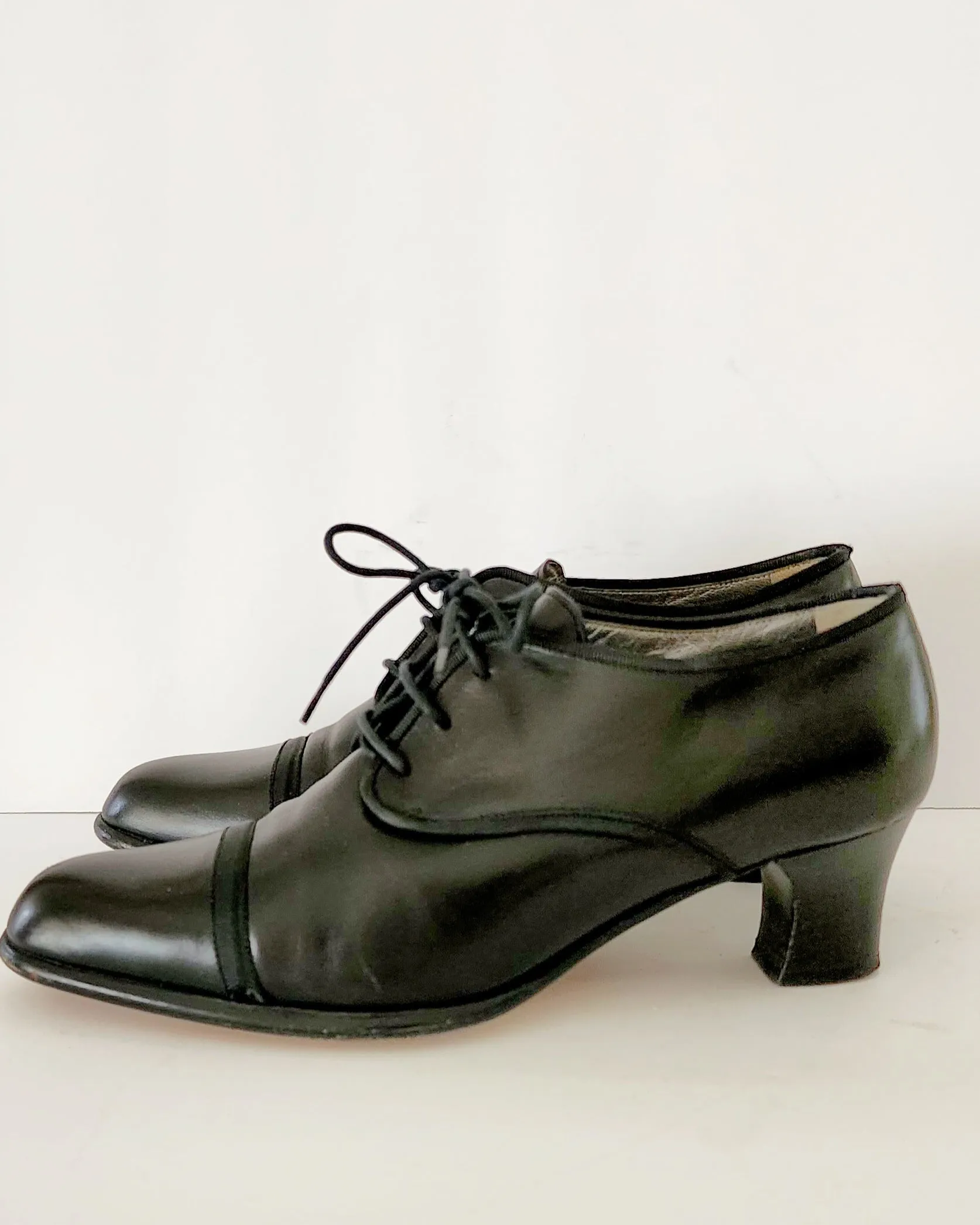 90s Black Lace Up Oxfords Heels Susan Bennis Warren Edwards Size 7