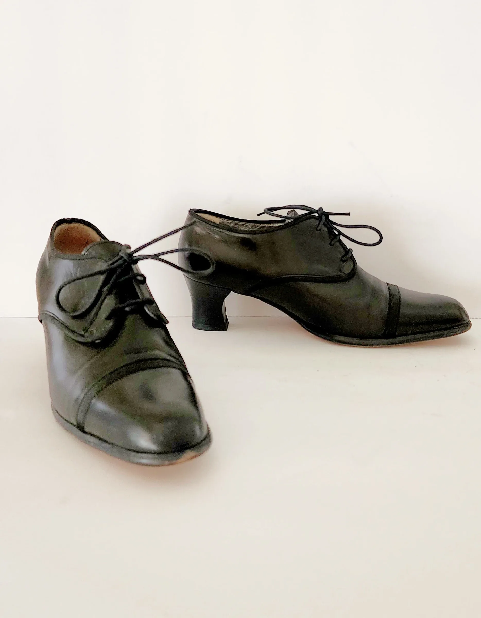 90s Black Lace Up Oxfords Heels Susan Bennis Warren Edwards Size 7