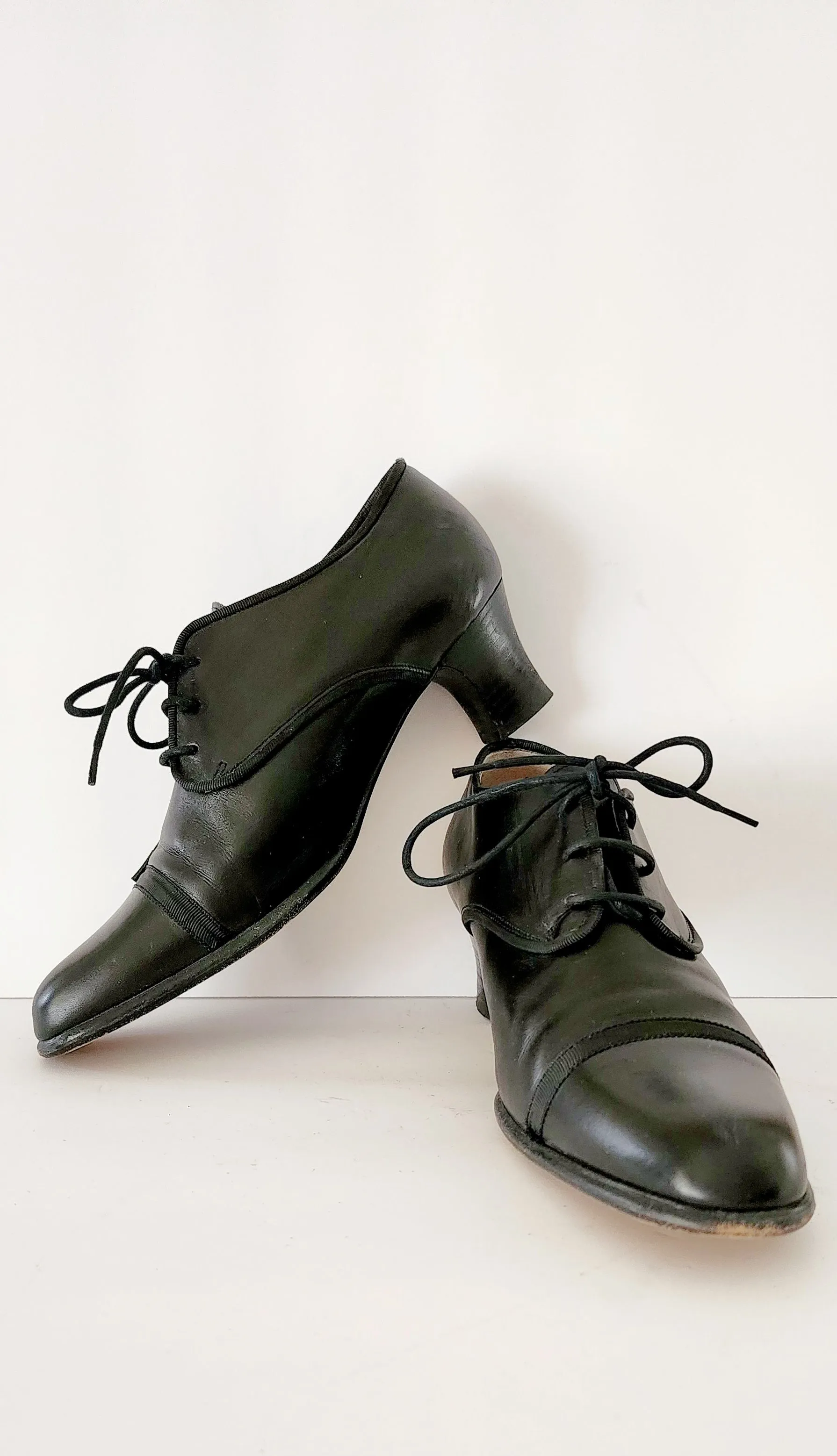 90s Black Lace Up Oxfords Heels Susan Bennis Warren Edwards Size 7