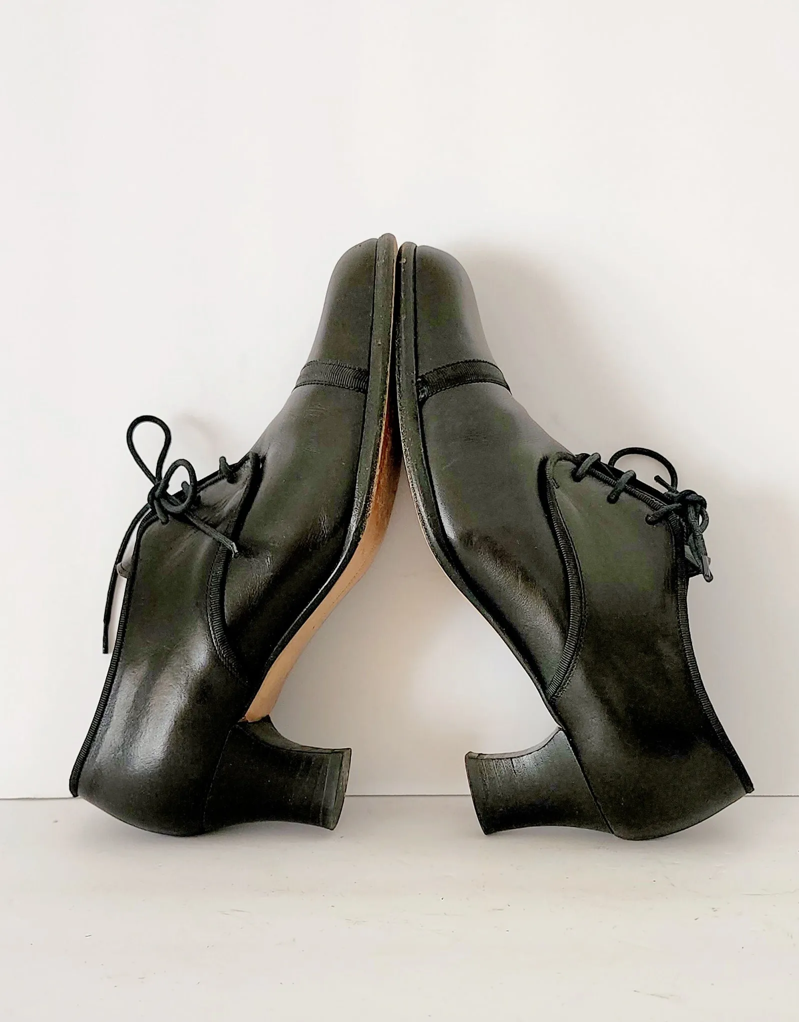 90s Black Lace Up Oxfords Heels Susan Bennis Warren Edwards Size 7