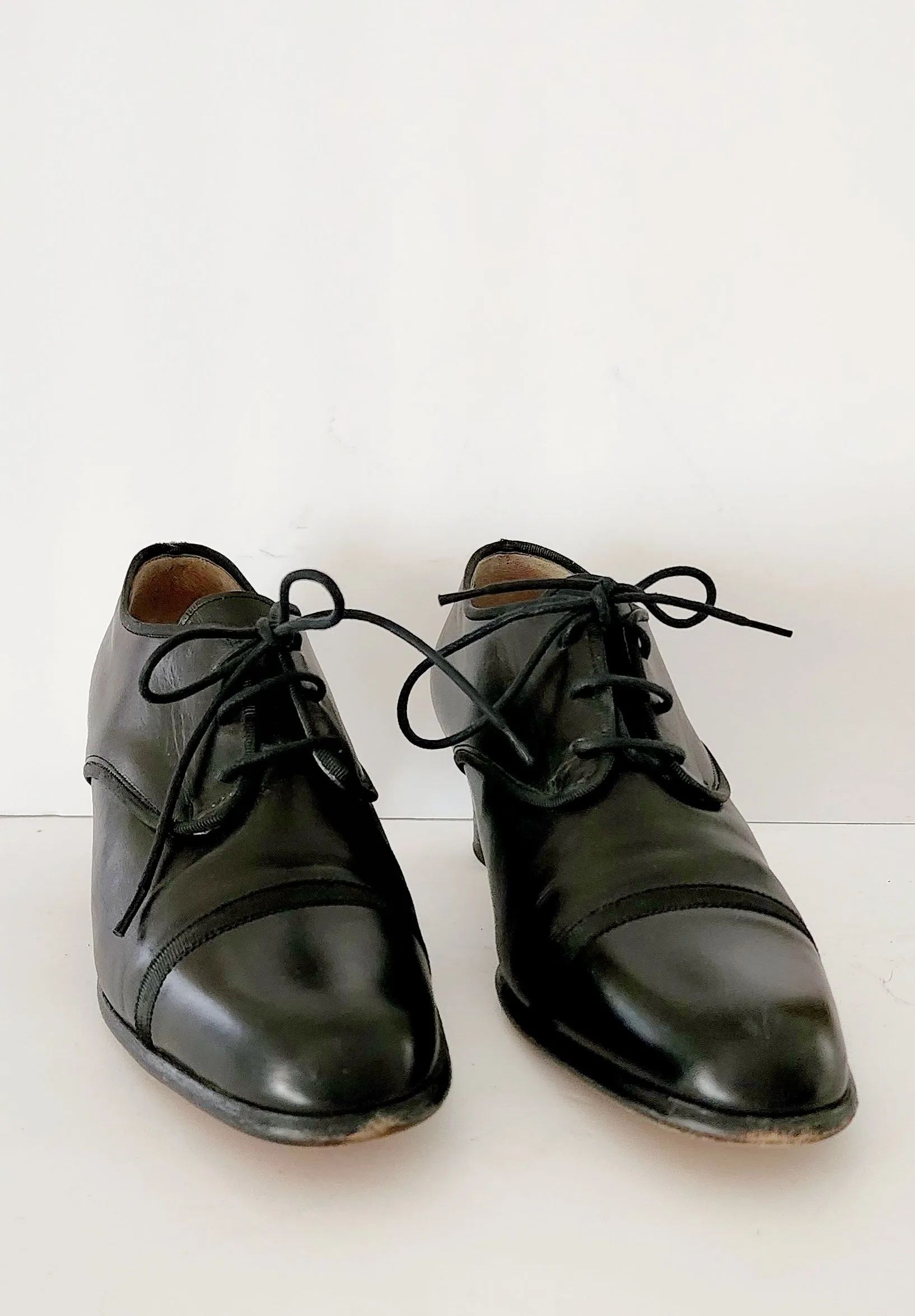 90s Black Lace Up Oxfords Heels Susan Bennis Warren Edwards Size 7