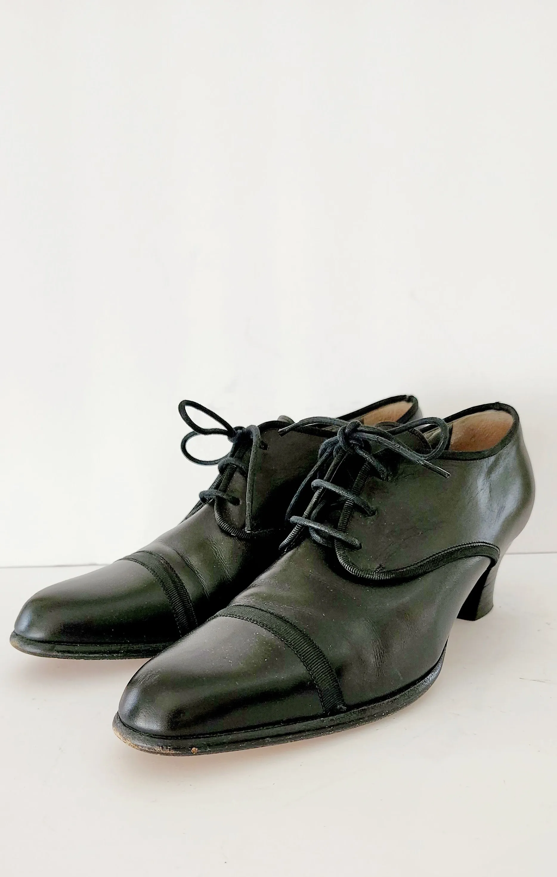 90s Black Lace Up Oxfords Heels Susan Bennis Warren Edwards Size 7