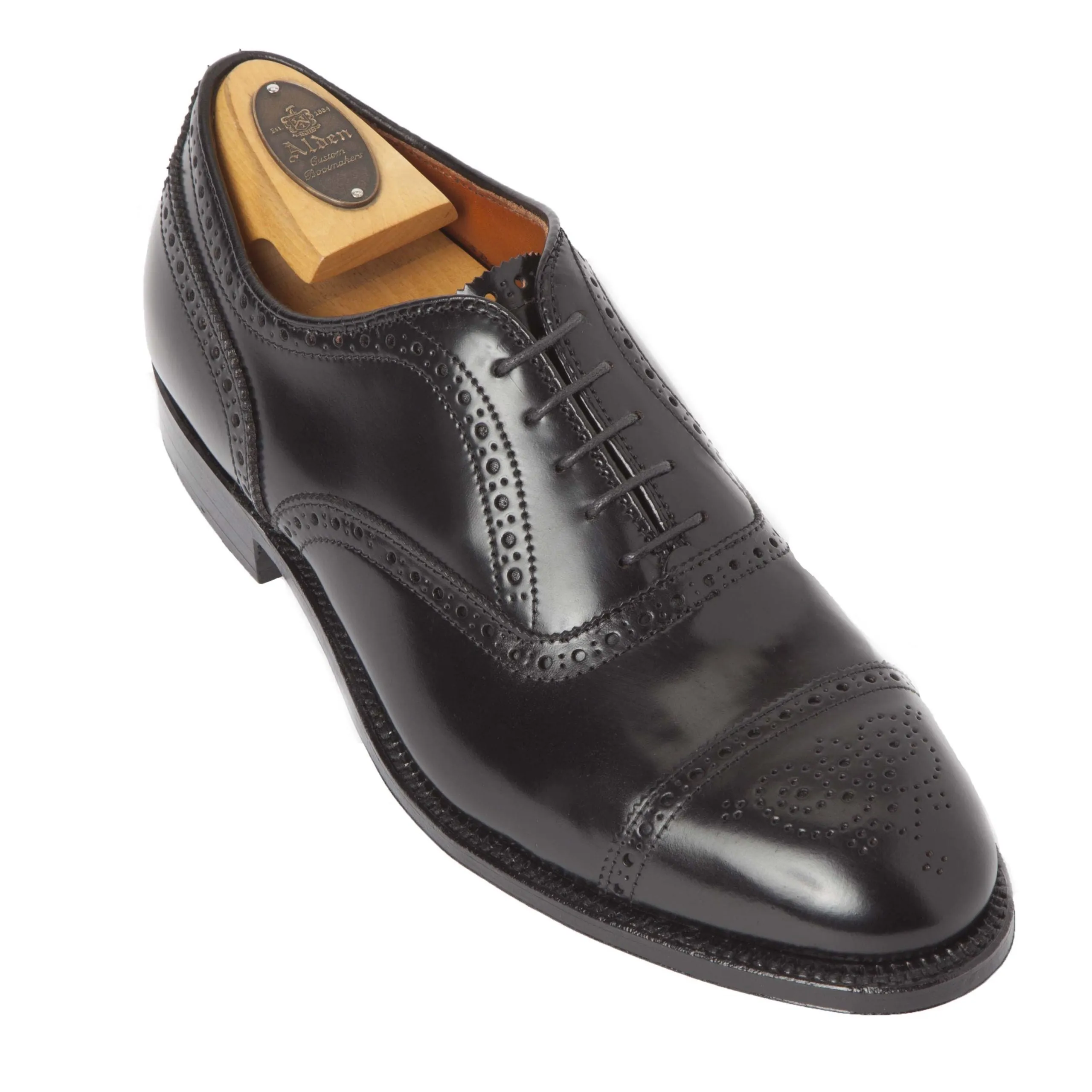 9841 - Medallion Cap Toe Bal in Black Shell Cordovan