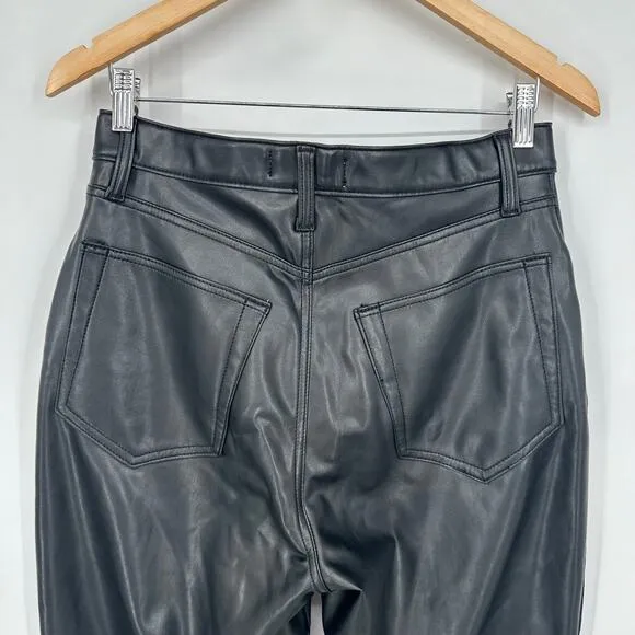 Abercrombie &amp; Fitch Ankle Straight Ultra High Rise Curve Love Jeans Leather Pant