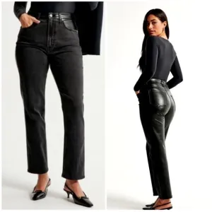 Abercrombie &amp; Fitch Ankle Straight Ultra High Rise Curve Love Jeans Leather Pant