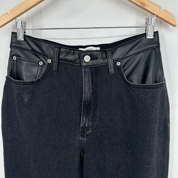 Abercrombie &amp; Fitch Ankle Straight Ultra High Rise Curve Love Jeans Leather Pant
