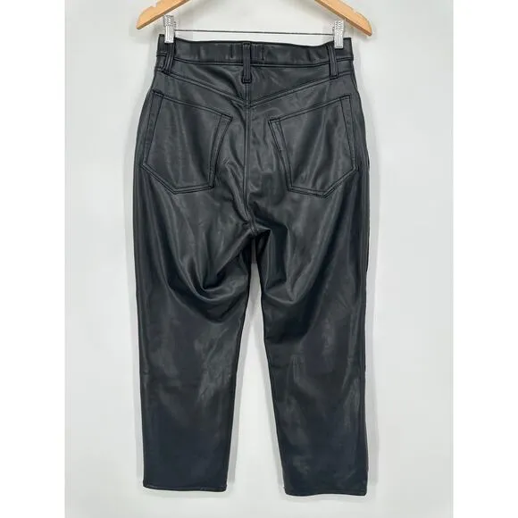 Abercrombie &amp; Fitch Ankle Straight Ultra High Rise Curve Love Jeans Leather Pant