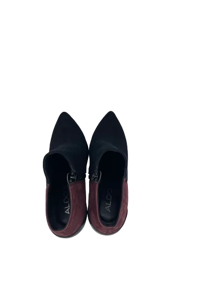 Aldo Burgundy Black High Heel Ankle Boots