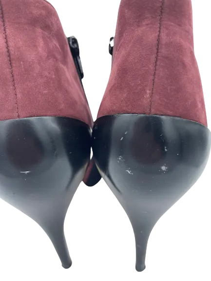Aldo Burgundy Black High Heel Ankle Boots