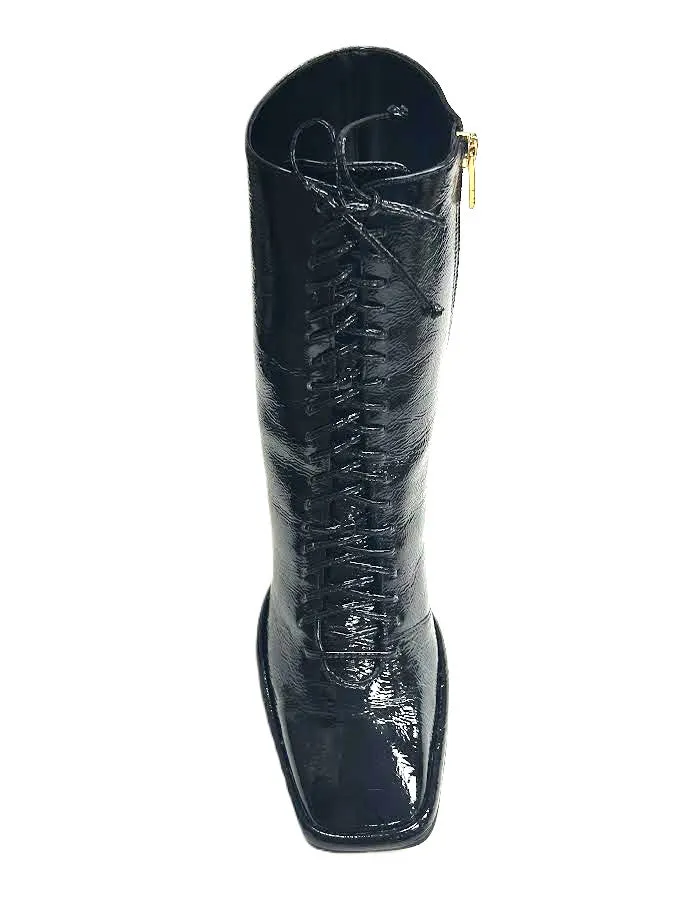 Alice Patent Leather Lace Up Boot