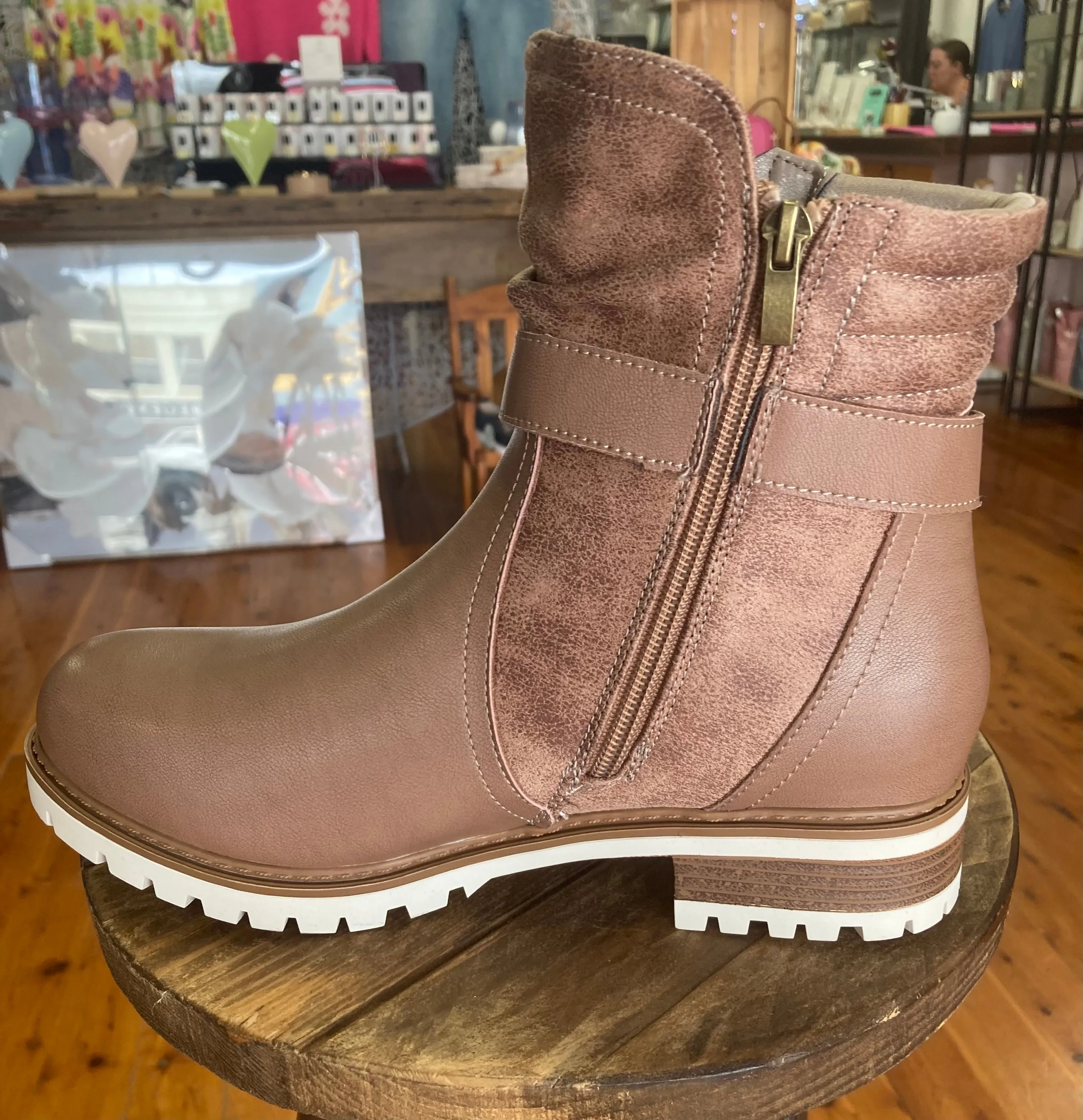 Alpha Taupe Leather Ankle Boot - Bay Lane