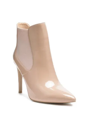 Ankle High Heeled Patent Leather Boot