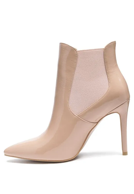Ankle High Heeled Patent Leather Boot