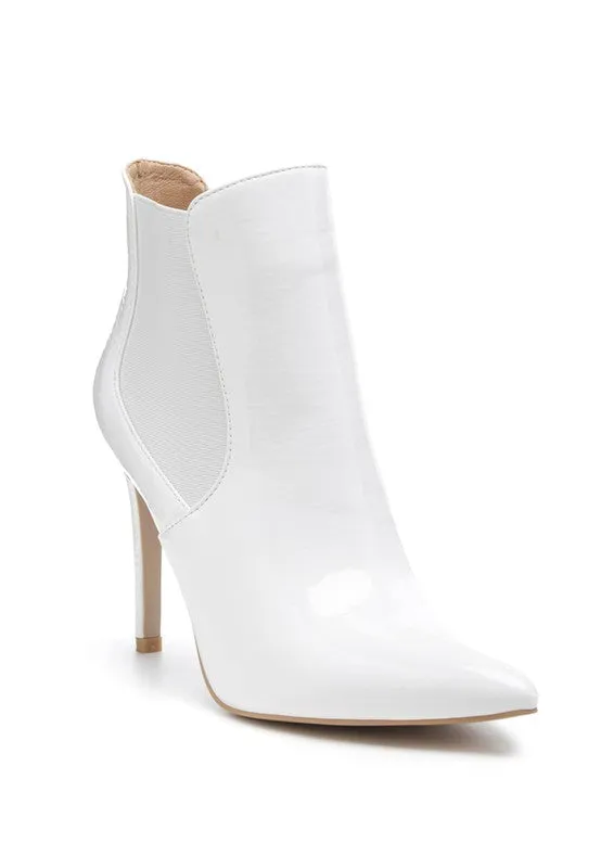 Ankle High Heeled Patent Leather Boot