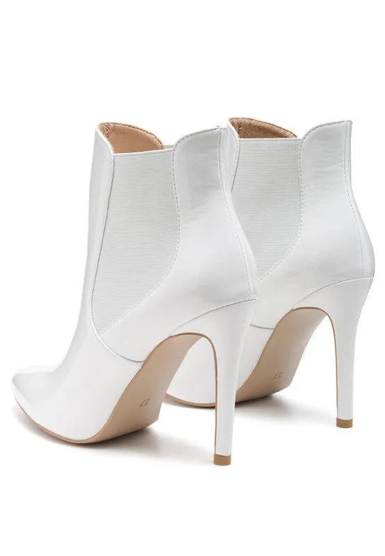 Ankle High Heeled Patent Leather Boot