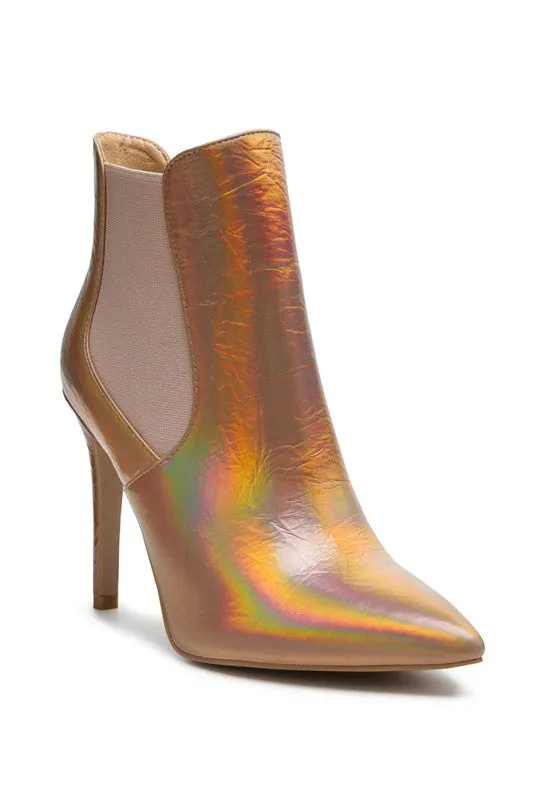 Ankle High Heeled Patent Leather Boot