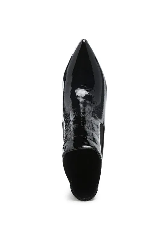 Ankle High Heeled Patent Leather Boot
