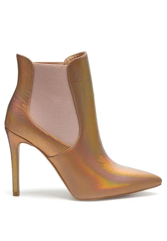 Ankle High Heeled Patent Leather Boot