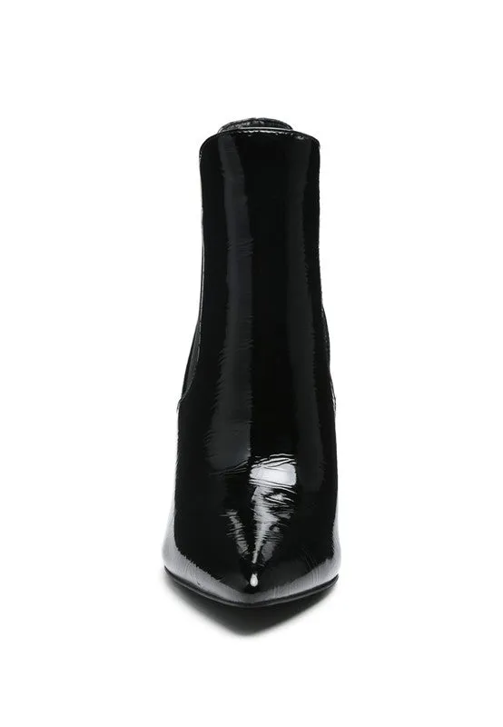 Ankle High Heeled Patent Leather Boot