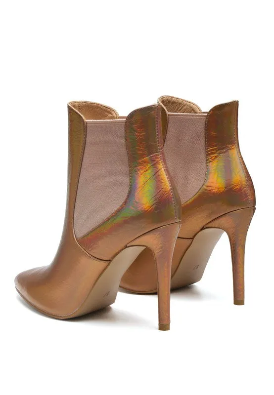 Ankle High Heeled Patent Leather Boot