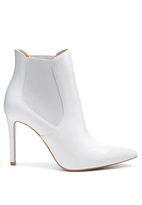 Ankle High Heeled Patent Leather Boot