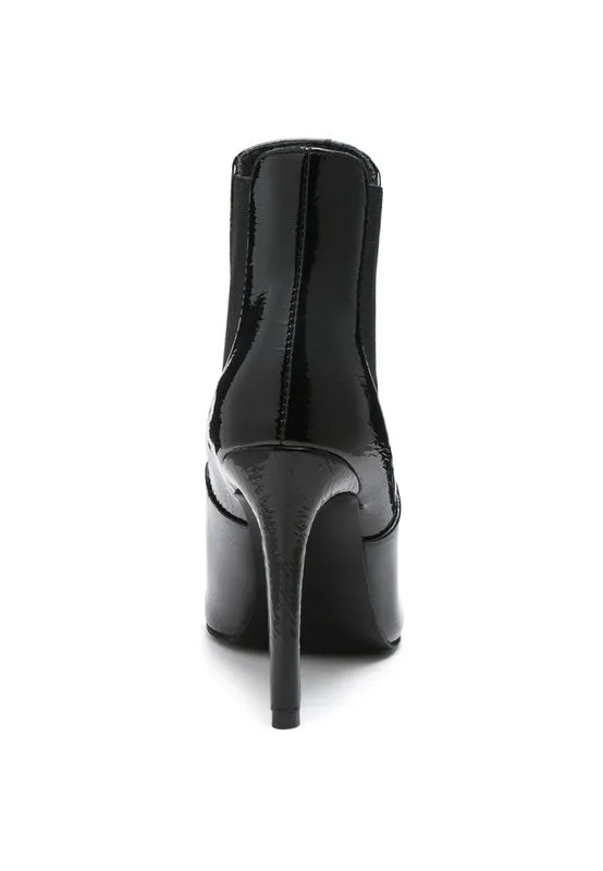 Ankle High Heeled Patent Leather Boot