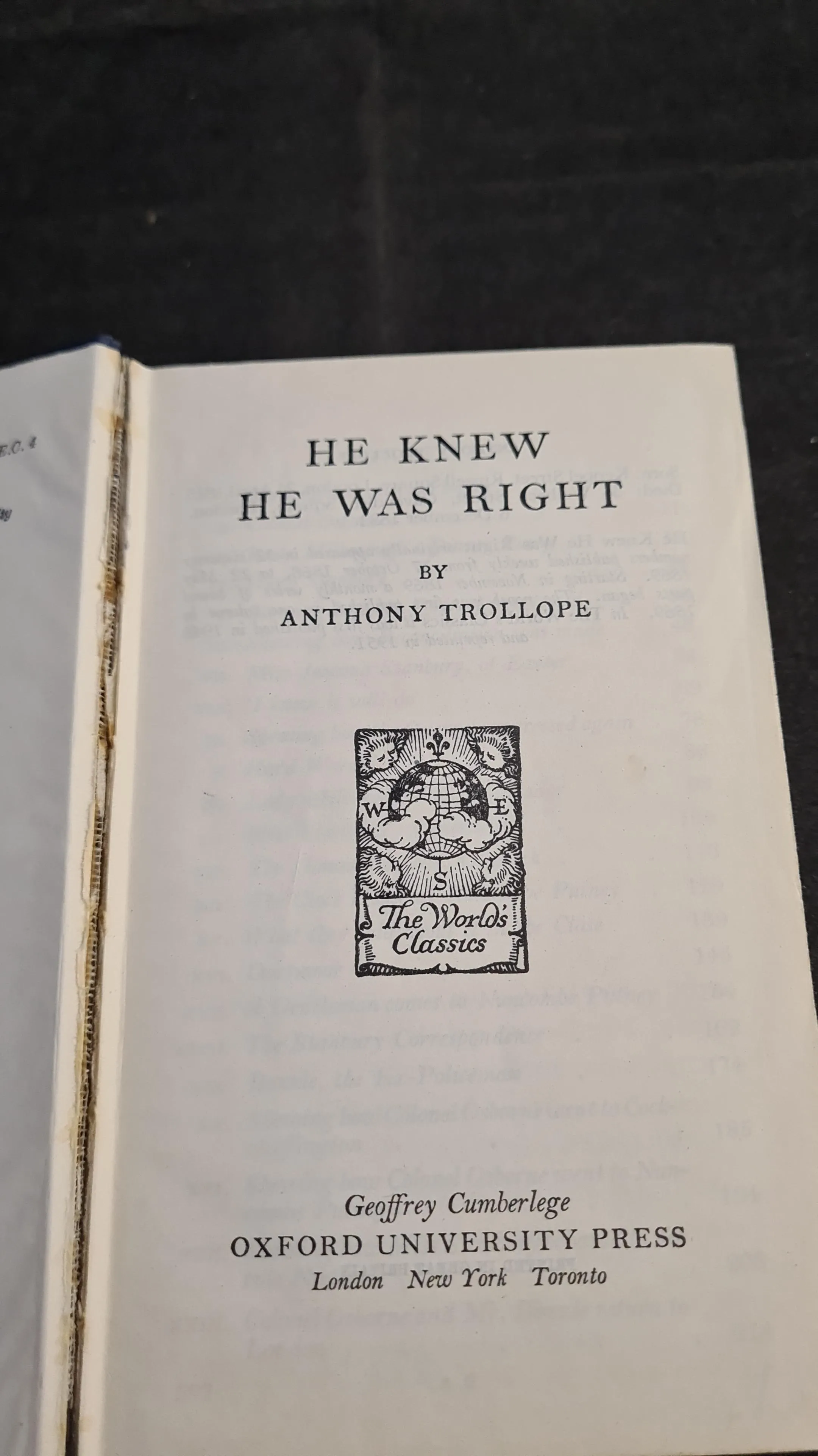 Anthony Trollope - He Knew He Was Right, Oxford University Press, 1951