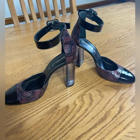 Anthropologie Deimille Noha Cap-Toe Reptile Print Leather Pumps Heels Size 36
