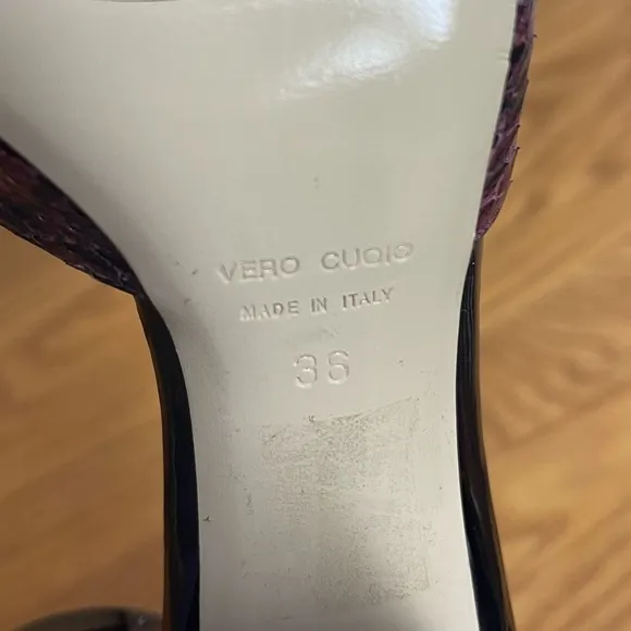 Anthropologie Deimille Noha Cap-Toe Reptile Print Leather Pumps Heels Size 36