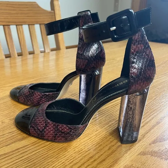 Anthropologie Deimille Noha Cap-Toe Reptile Print Leather Pumps Heels Size 36