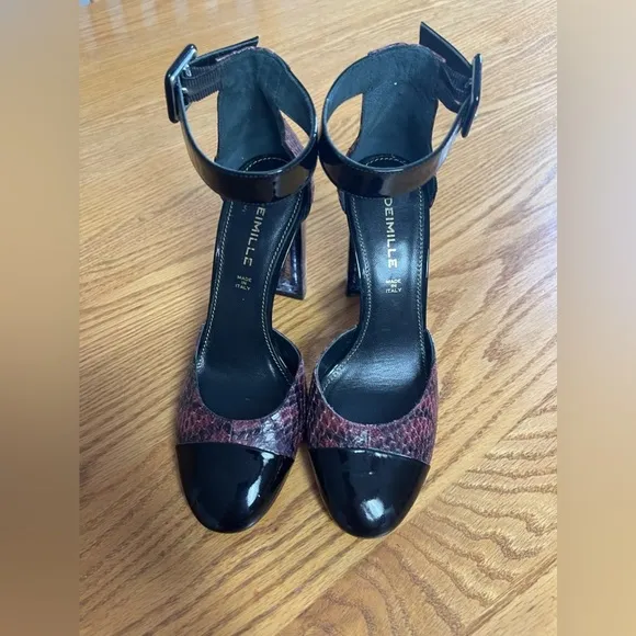 Anthropologie Deimille Noha Cap-Toe Reptile Print Leather Pumps Heels Size 36