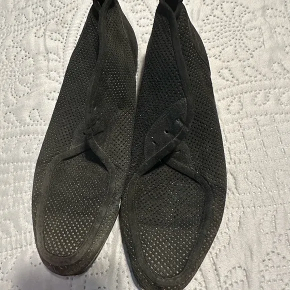Armando D’Alessandro Vintage perforated Black Suede Leather Lace-Up Booties 38