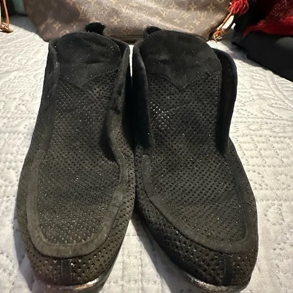 Armando D’Alessandro Vintage perforated Black Suede Leather Lace-Up Booties 38