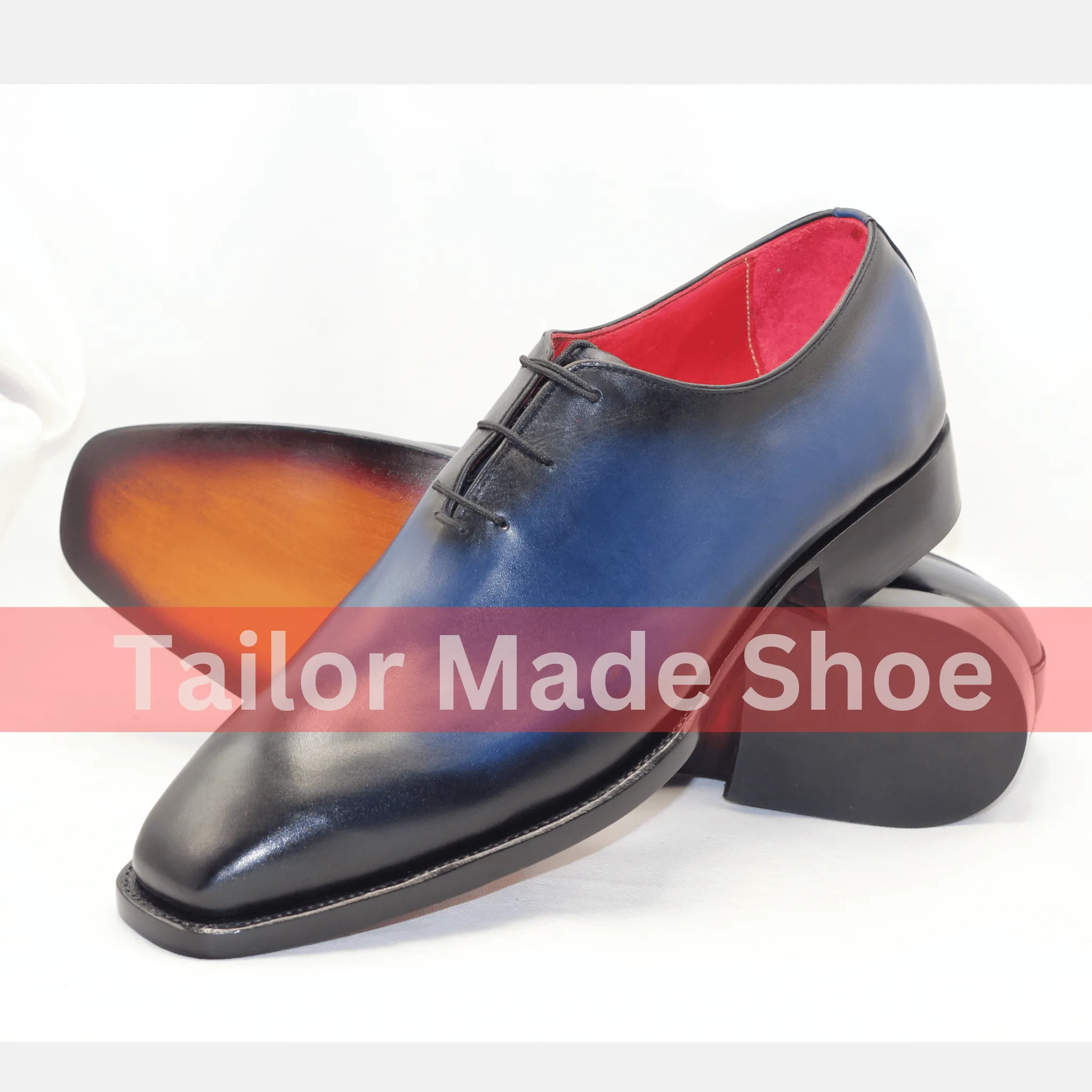 Artisan-Crafted Blue Leather Shoes – The Epitome of Sophistication Handcrafted Premium Blue Leather Shoes with Black Finish – Modern Elegance