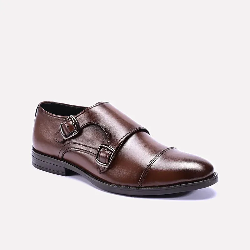 Ascend Brown Double Monk Strap Shoes 0111182