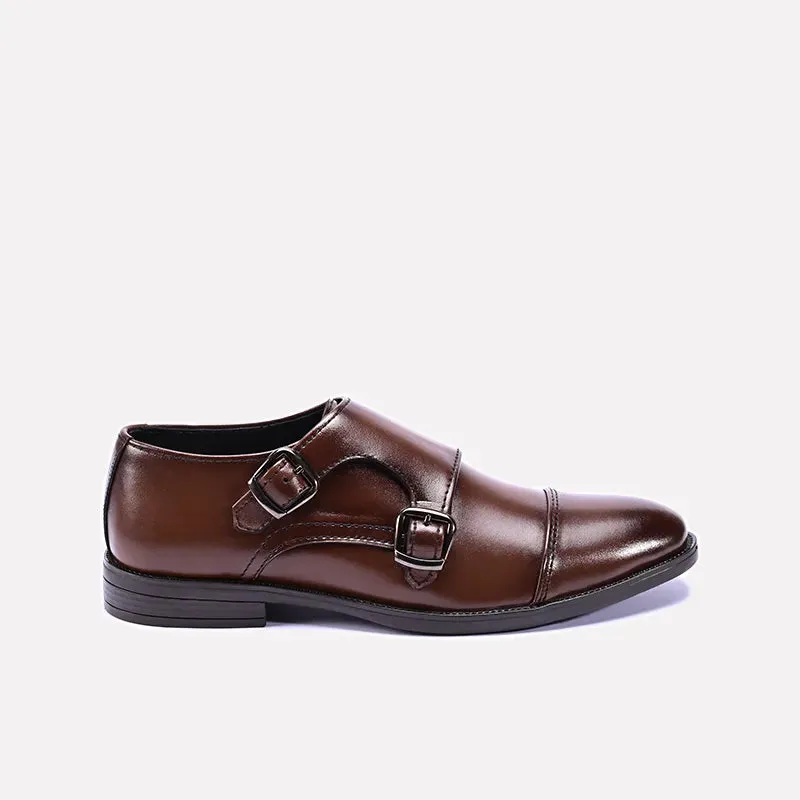 Ascend Brown Double Monk Strap Shoes 0111182
