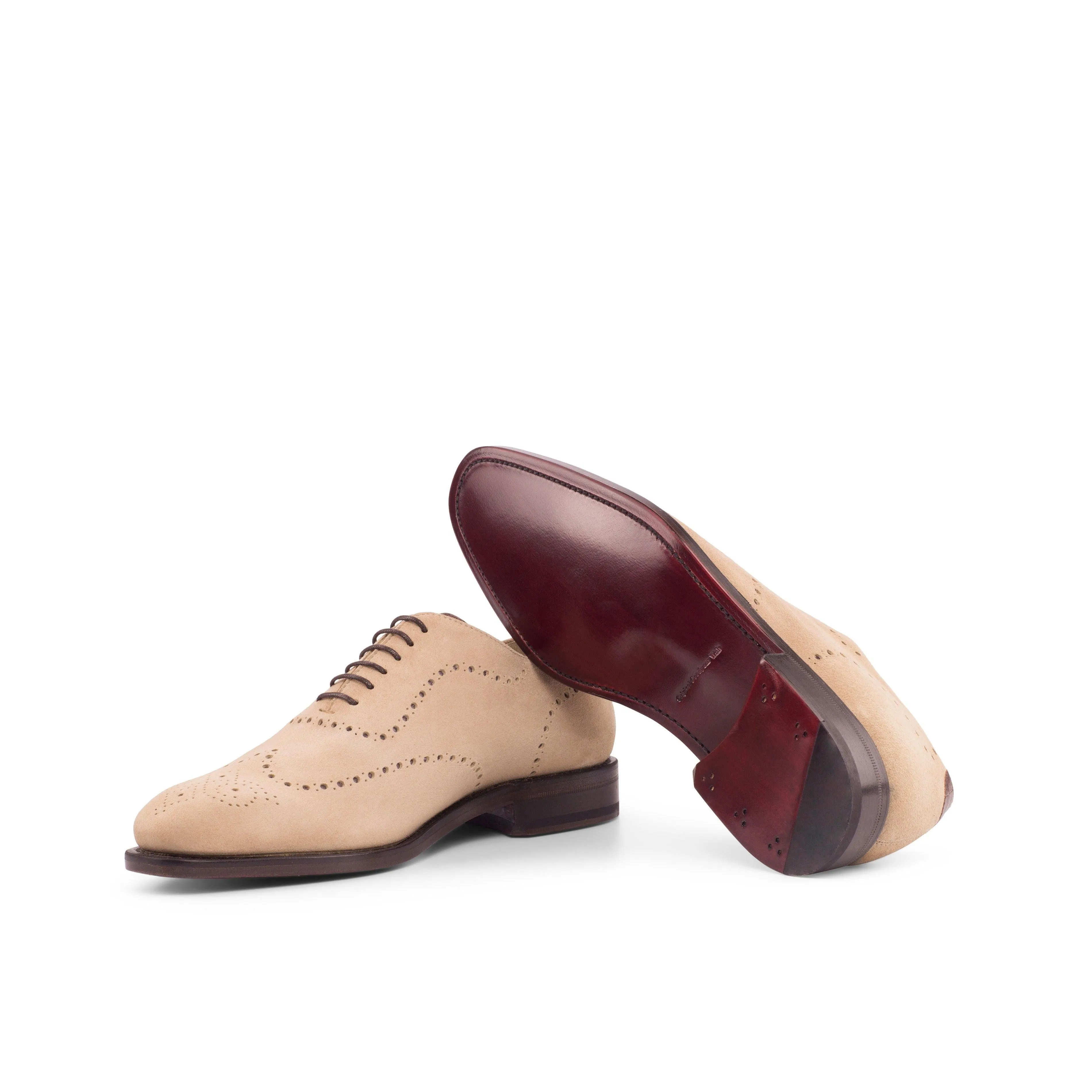 Beige Suede Wholecut Shoes
