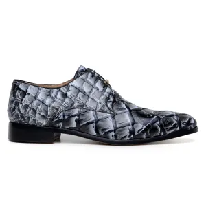 Belvedere Renzo in Ivory / Black Exotic Pirarucu Lace-Up Derby Shoes