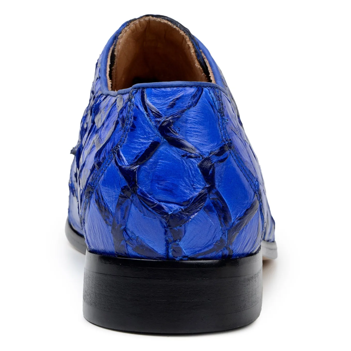 Belvedere Renzo in Royal Blue Exotic Pirarucu Lace-Up Derby Shoes