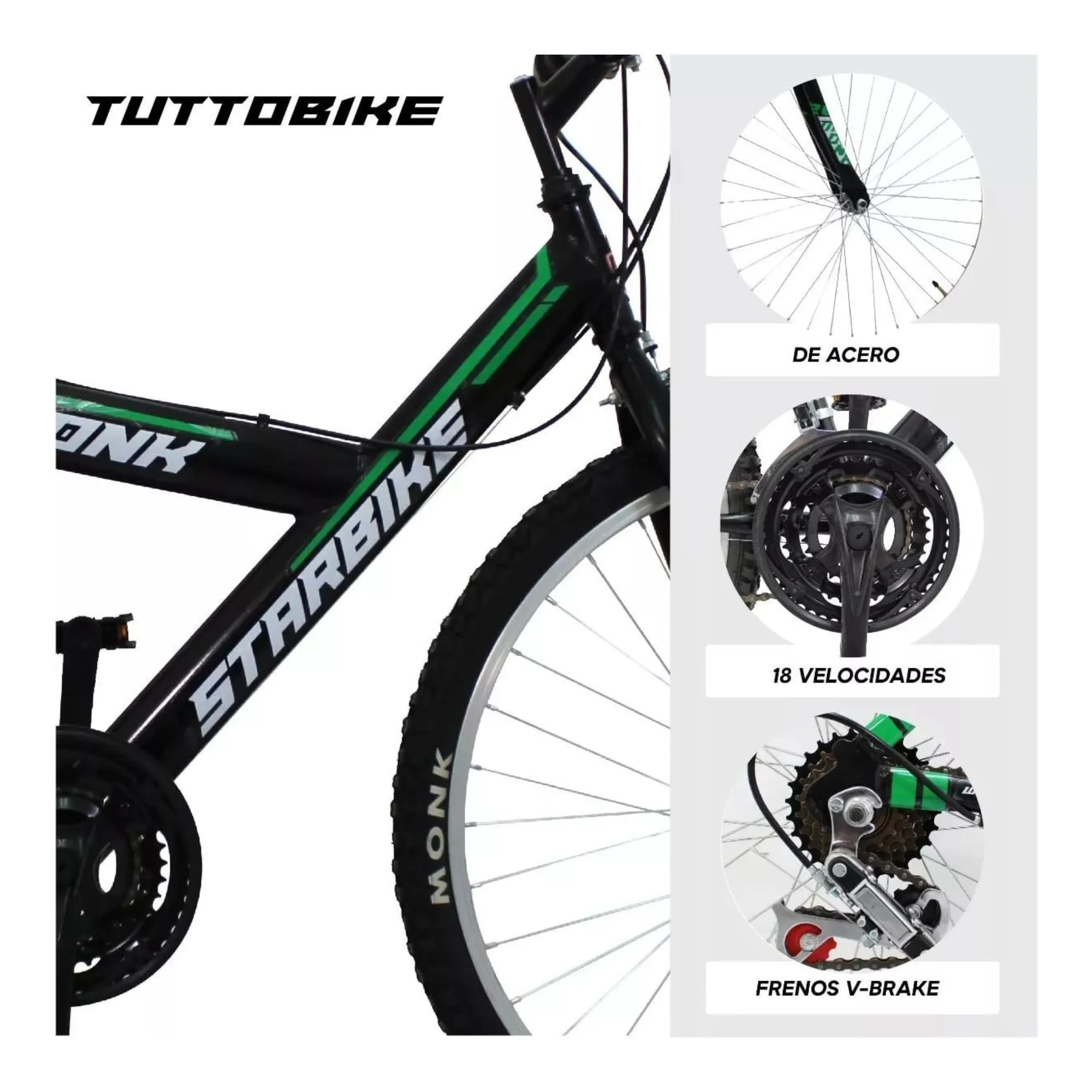 Bicicleta Montaña Rodada 26 18 Velocidades Monk Starbike 2.1