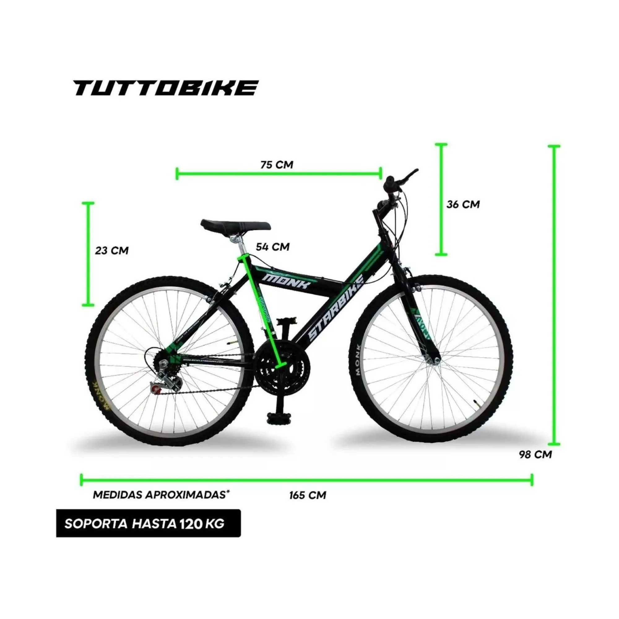 Bicicleta Montaña Rodada 26 18 Velocidades Monk Starbike 2.1