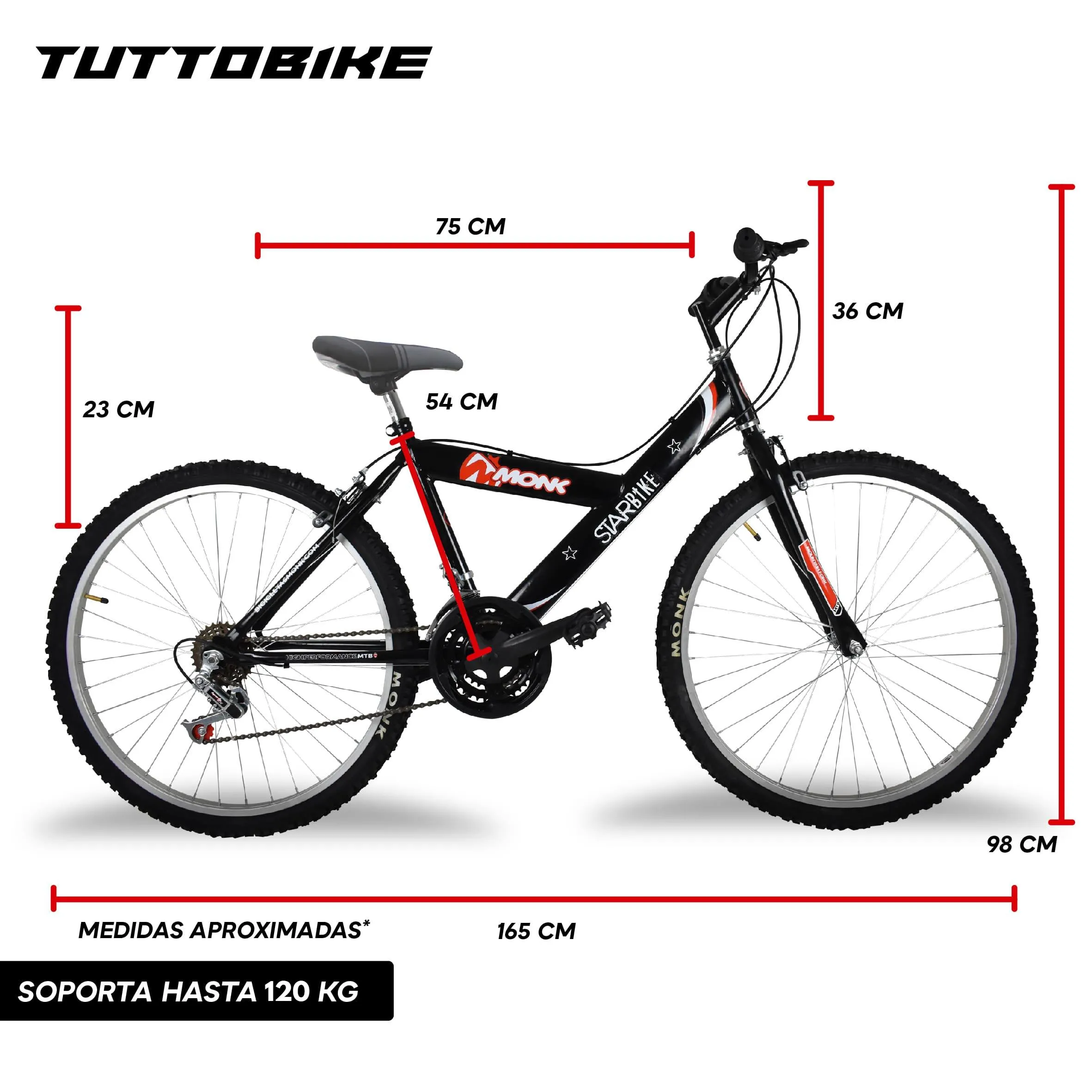 Bicicleta Montaña Rodada 26 18 Velocidades Monk Starbike