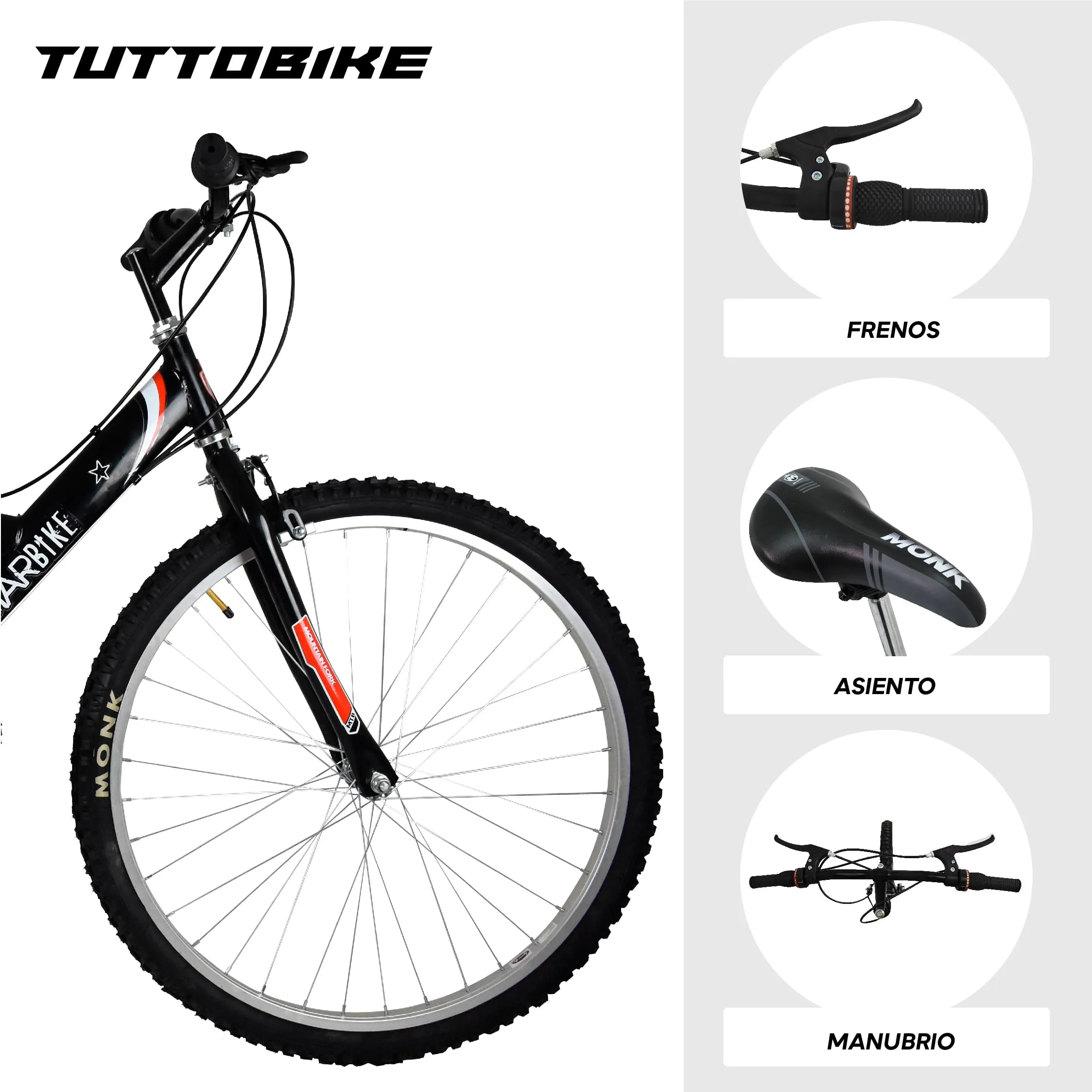 Bicicleta Montaña Rodada 26 18 Velocidades Monk Starbike
