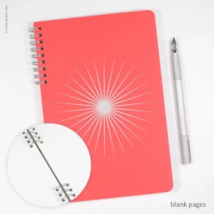 Big Burst Spiral Notebook with Coral Cover and Silver Ink: Blank
