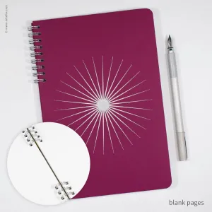 Big Burst Spiral Notebook with Mulberry Cover and Silver Ink: Blank