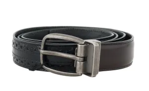 Black Brown Perforated Leather Belt