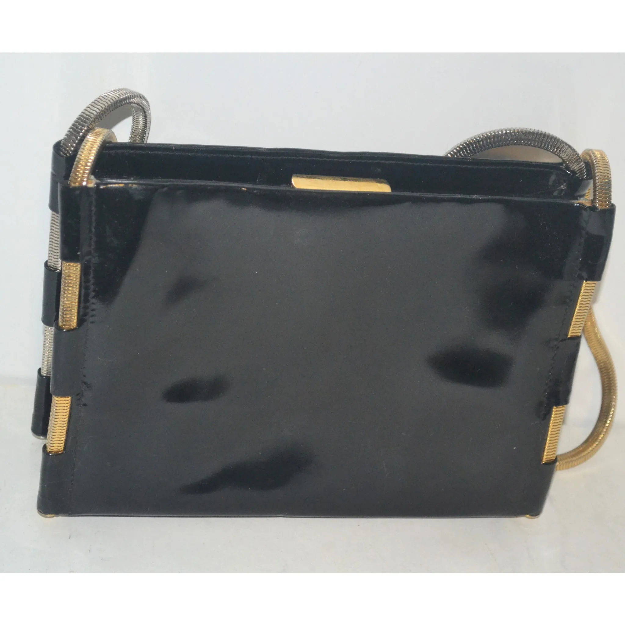 Black Patent Metal Trimmed Purse