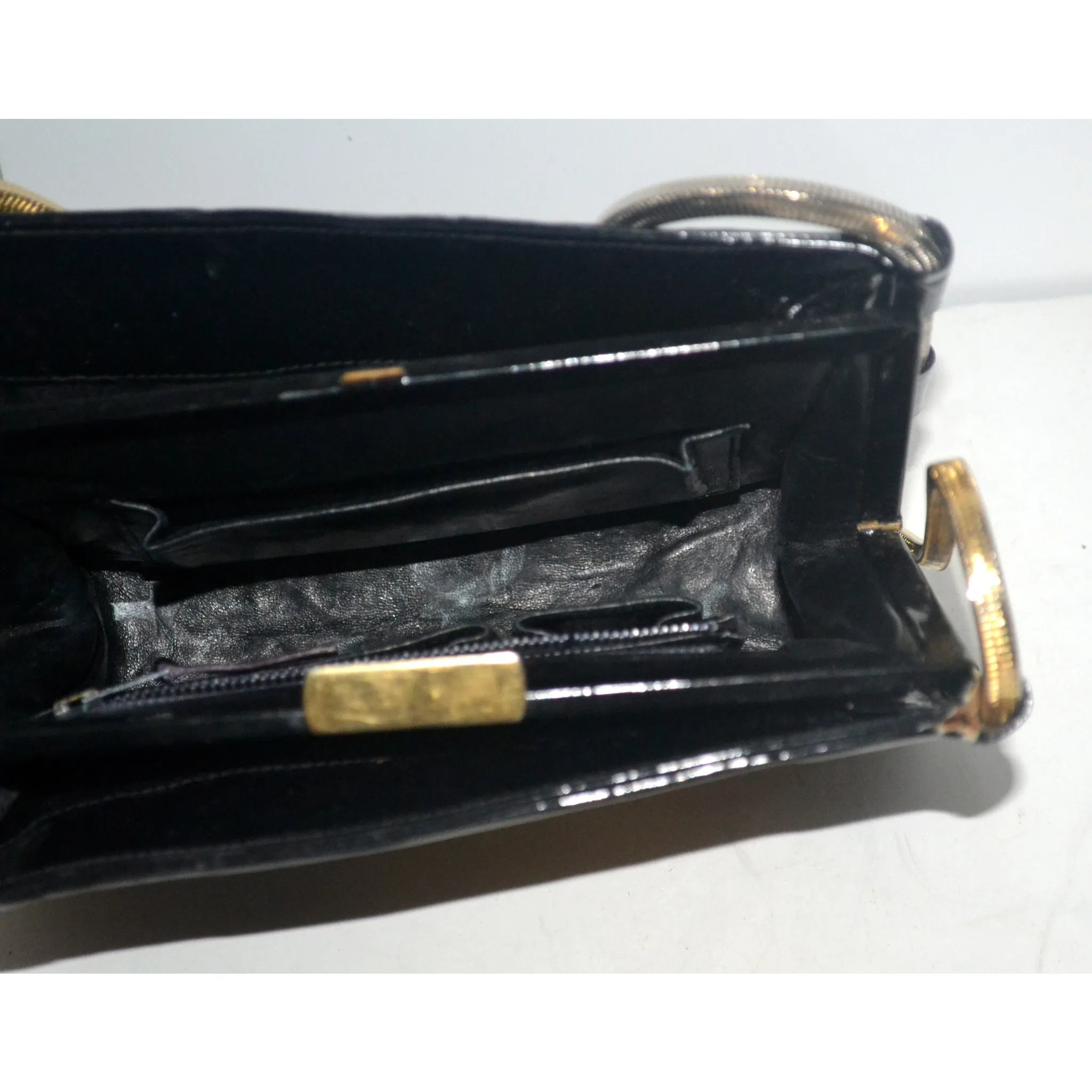 Black Patent Metal Trimmed Purse